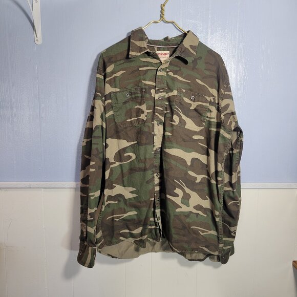 Wrangler Authentic Extra Large Classic Camo Front Button Longsleeve Casual Shirt - Picture 1 of 6